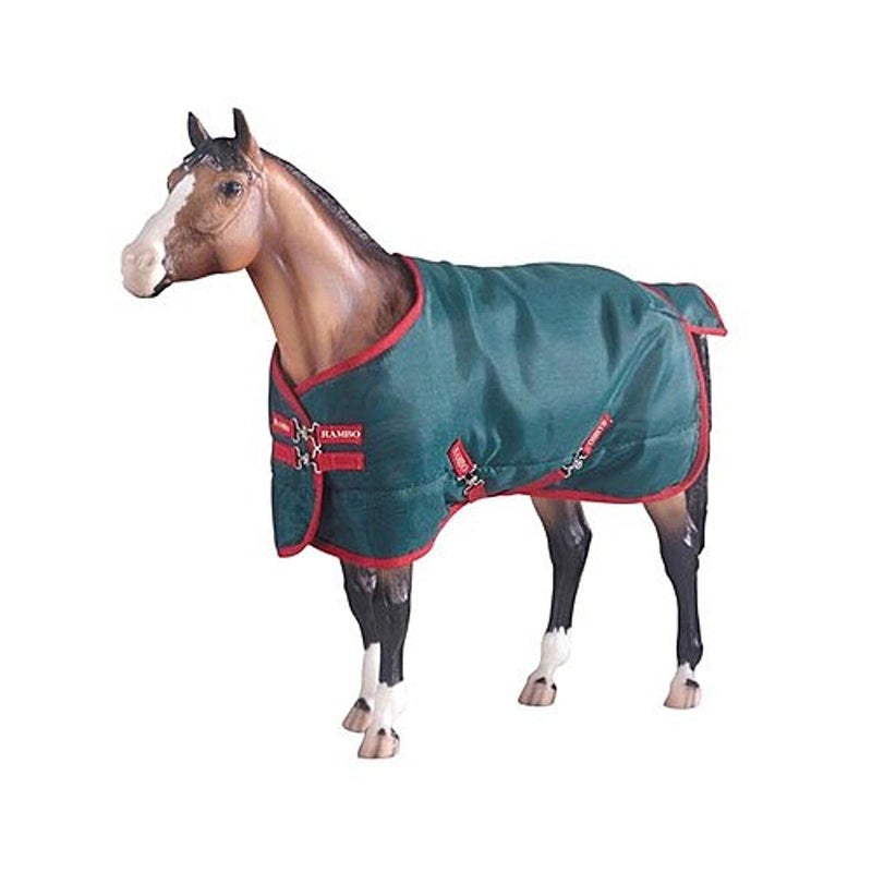 Breyer Traditional Rambo Blanket, Green/Red (1:9 Scale) - Image 1